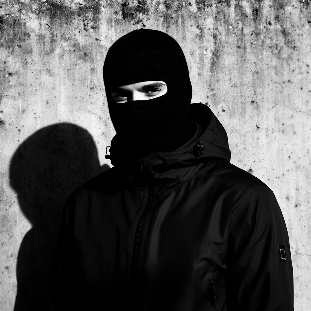 Model in balaclava